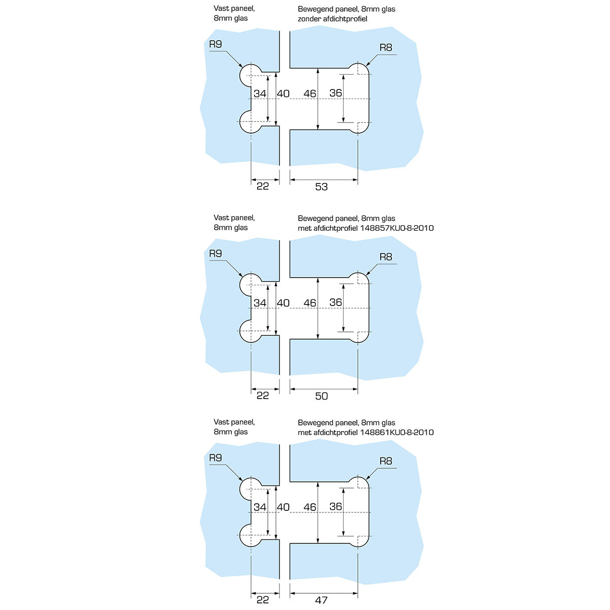 Flamea+ douchescharnier glas/glas 180° - 8132 - Sparing