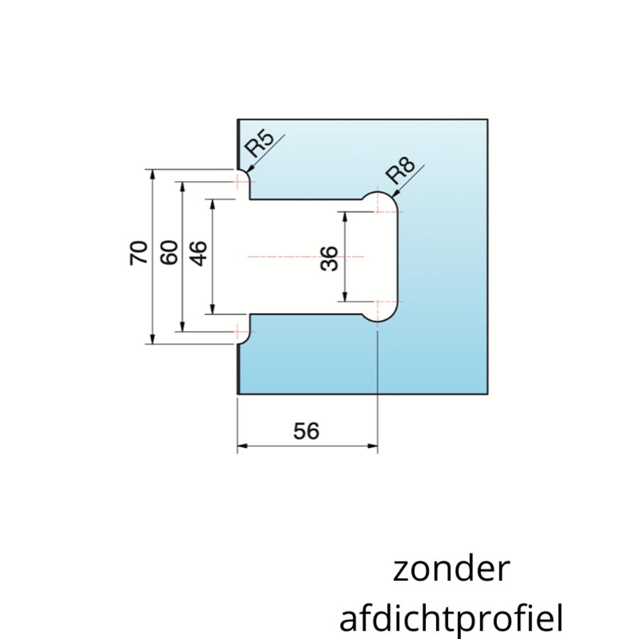 Flamea+ Linea douchescharnier wand/glas 180° - 8133M1 - Sparing zonder afdichtprofiel