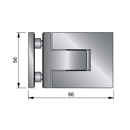 Flamea Pro Mini douchescharnier glas/glas 90° - 8334 - Technische Tekening