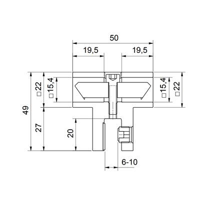 T-stuk voor stabilisatiestang - 8794 TS - Technische Tekening