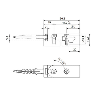 Wandaansluiting voor stabilisatiestang - 8794 WV - Technische Tekening