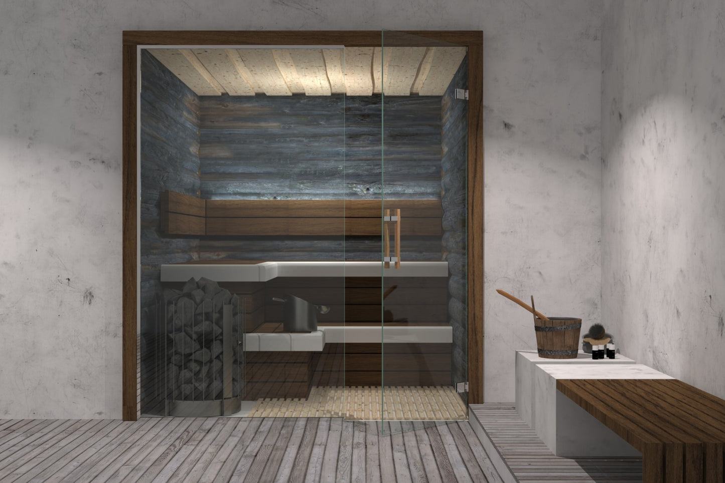 Fardello sauna douchescharnier wand/glas 90° - 8900SN - Sfeer