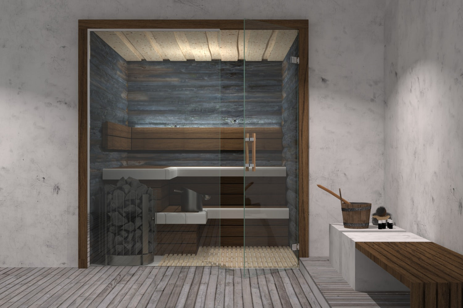 Fardello sauna douchescharnier wand/glas 90° - 8900SN - Sfeer