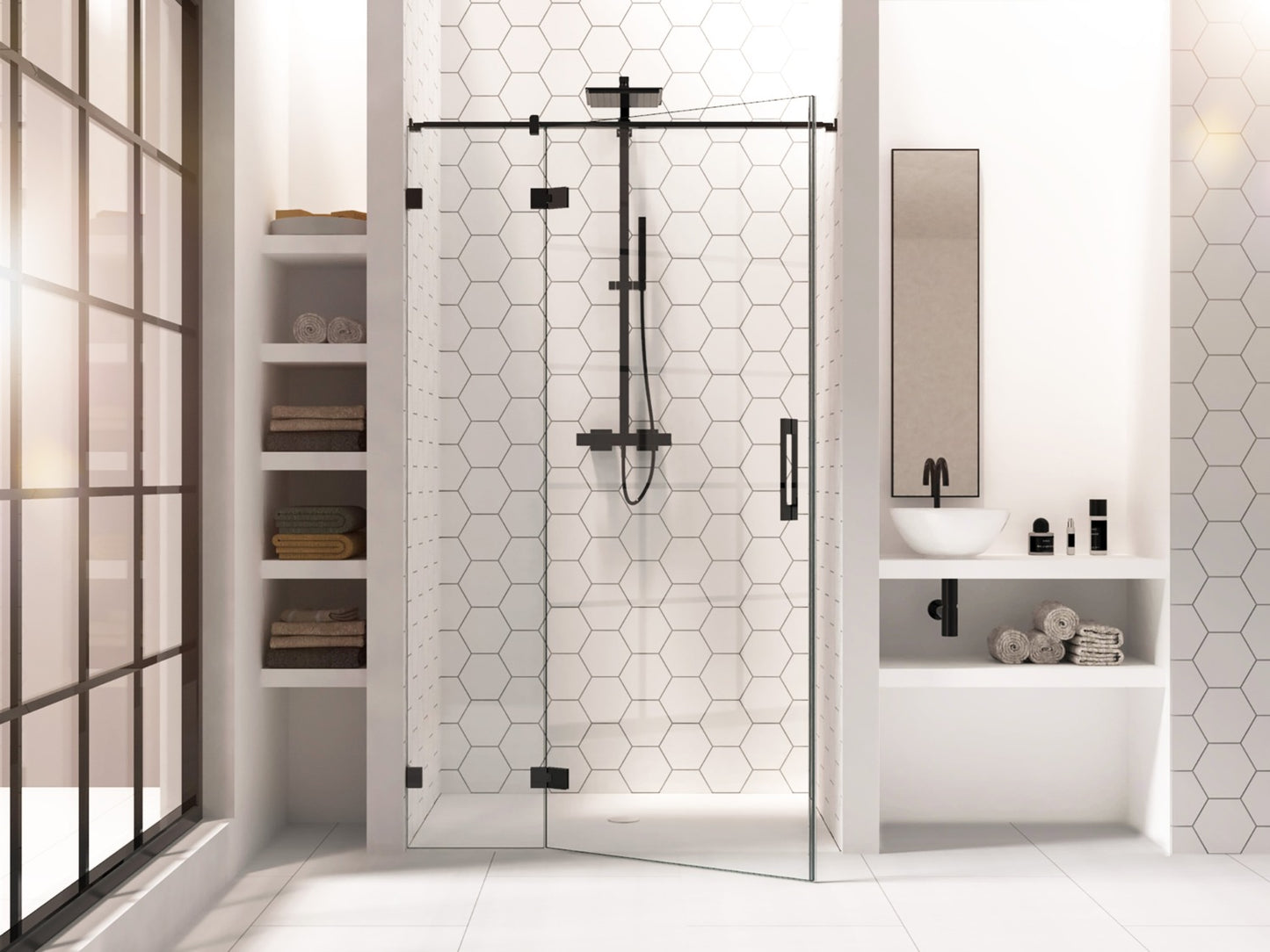 Flamea douchescharnier glas/glas 180° - 8182 - Sfeer